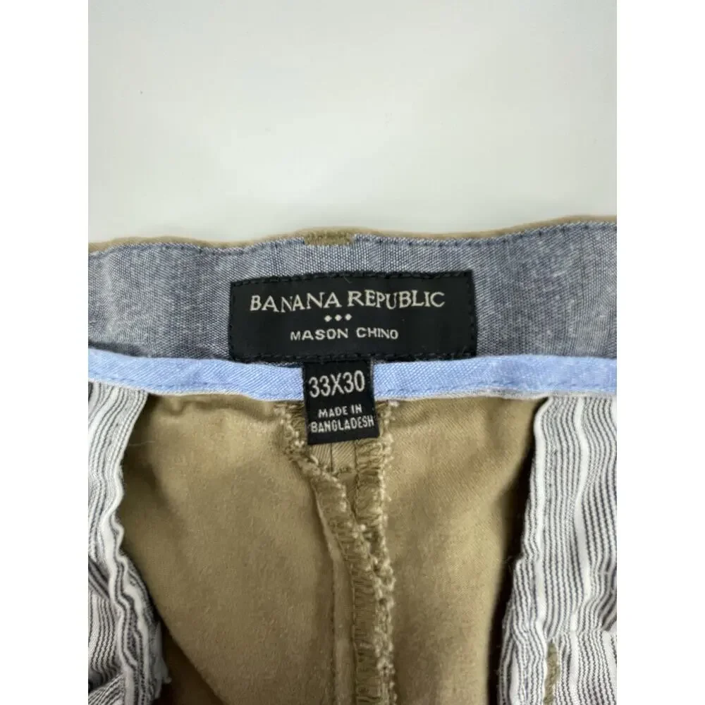 Banana Republic Mason Chino Khaki Pants Mens 33/30 Tan Brown Office Gorpcorp